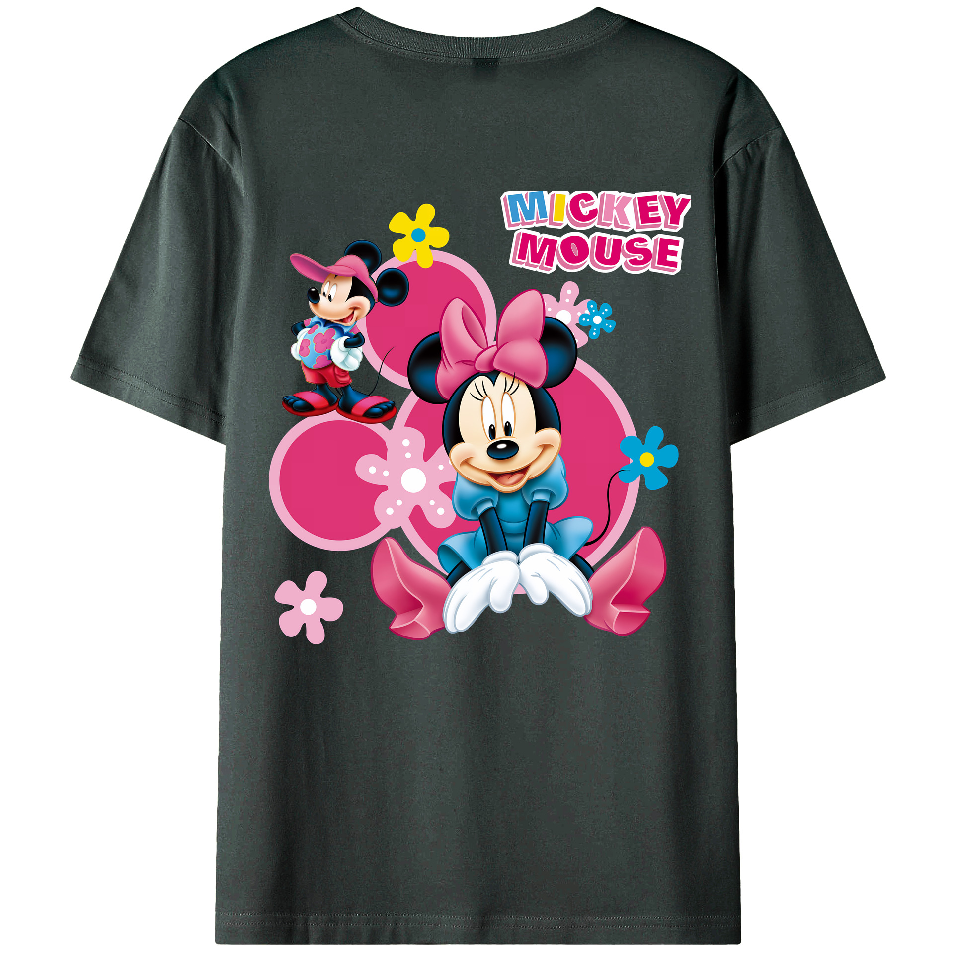 （画像用） ミッキーマウス Mickey Mouse 綿100％ メンズ半袖Tシャツ（バックプリント） 通気性